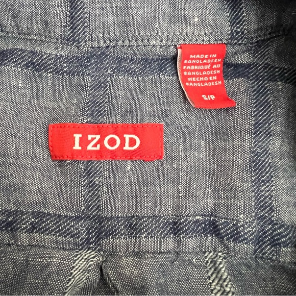 Izod Striped Short Sleeve Pocket Linen Button Down Shirt Men's Sz S - Picture 7 of 8